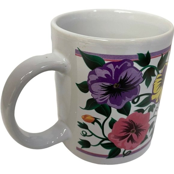 Betallic Floral Coffee Mug Cup Tea Red Pink And Gray 8 Fl Ounces Secretarys - Picture 5 of 5